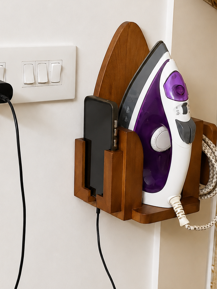 Wooden Iron Holder Stand | Wall Mount Organizer
