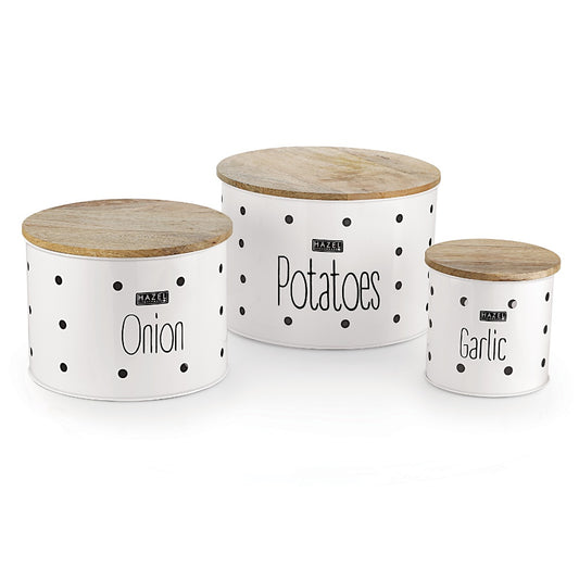 Garlic Potato Onion Storage Container | Potato Onion Garlic Storage Container, Set of 3, White