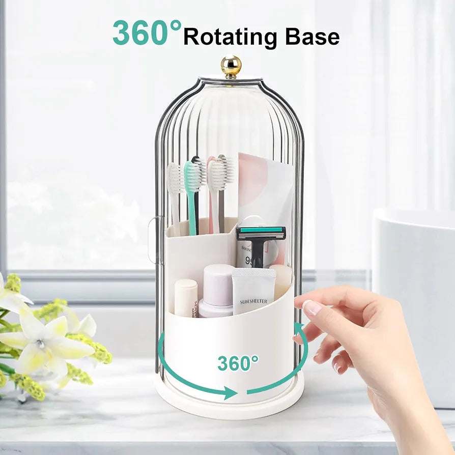 Rotating 3 Slots Tooth Brush & Toothpaste Holder